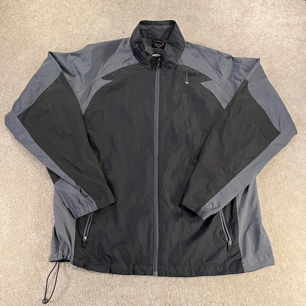North End Windbreaker Jacket Mens Large Black Grey Weather Technology Lucky 13